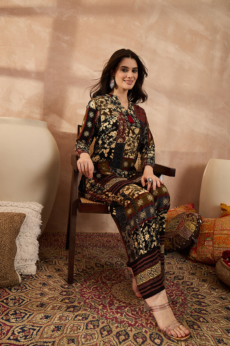 Multi Viscose Rayon Printed Straight Coord Sets | SHOBITAM