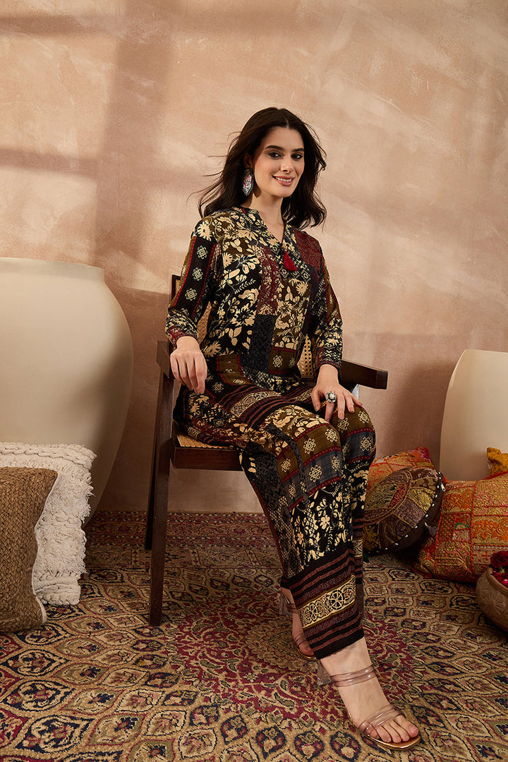 Multi Viscose Rayon Printed Straight Coord Sets | SHOBITAM