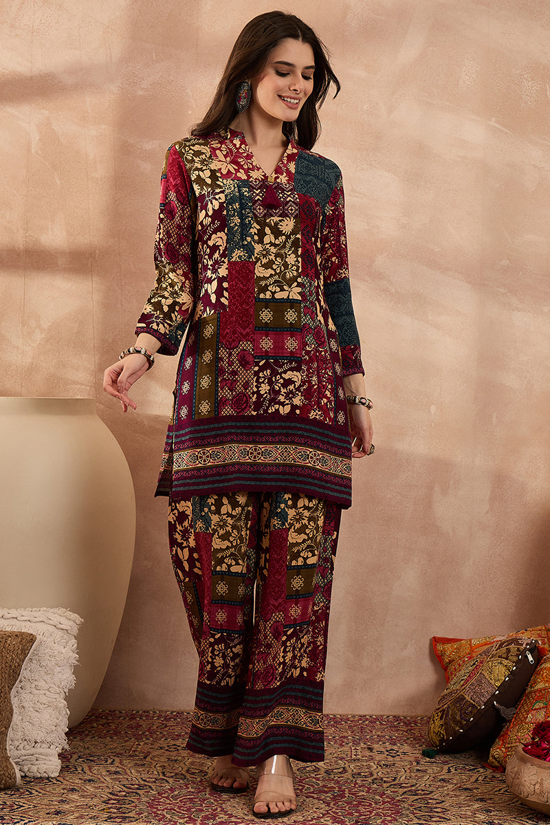 Multi Viscose Rayon Printed Straight Coord Sets | SHOBITAM