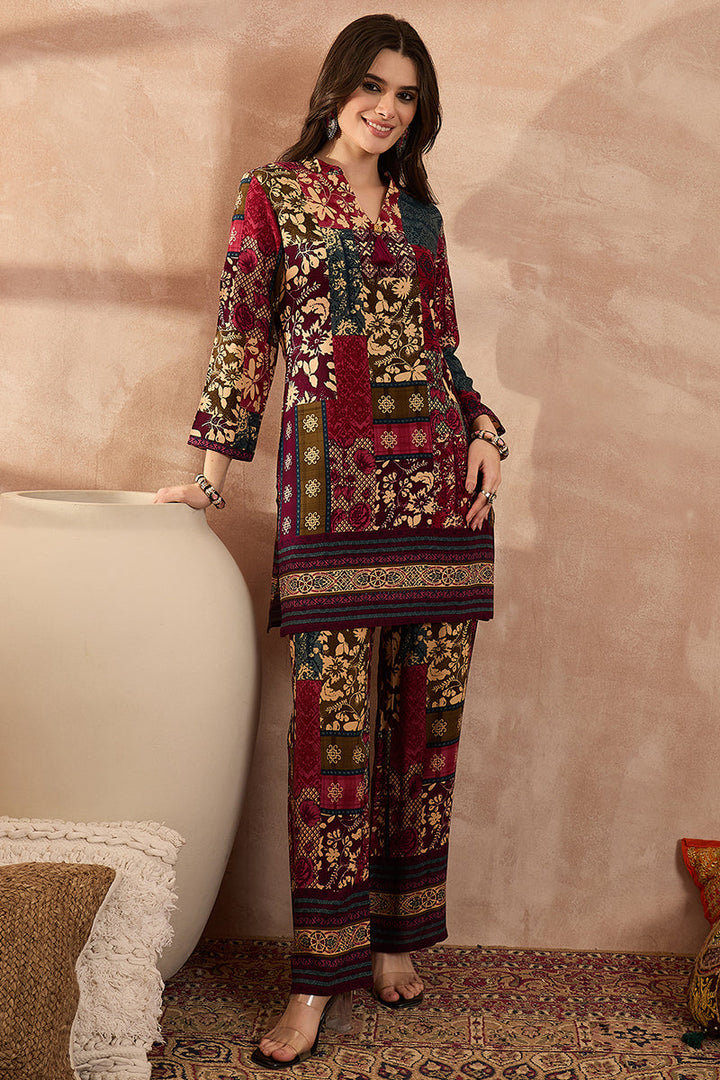 Multi Viscose Rayon Printed Straight Coord Sets | SHOBITAM