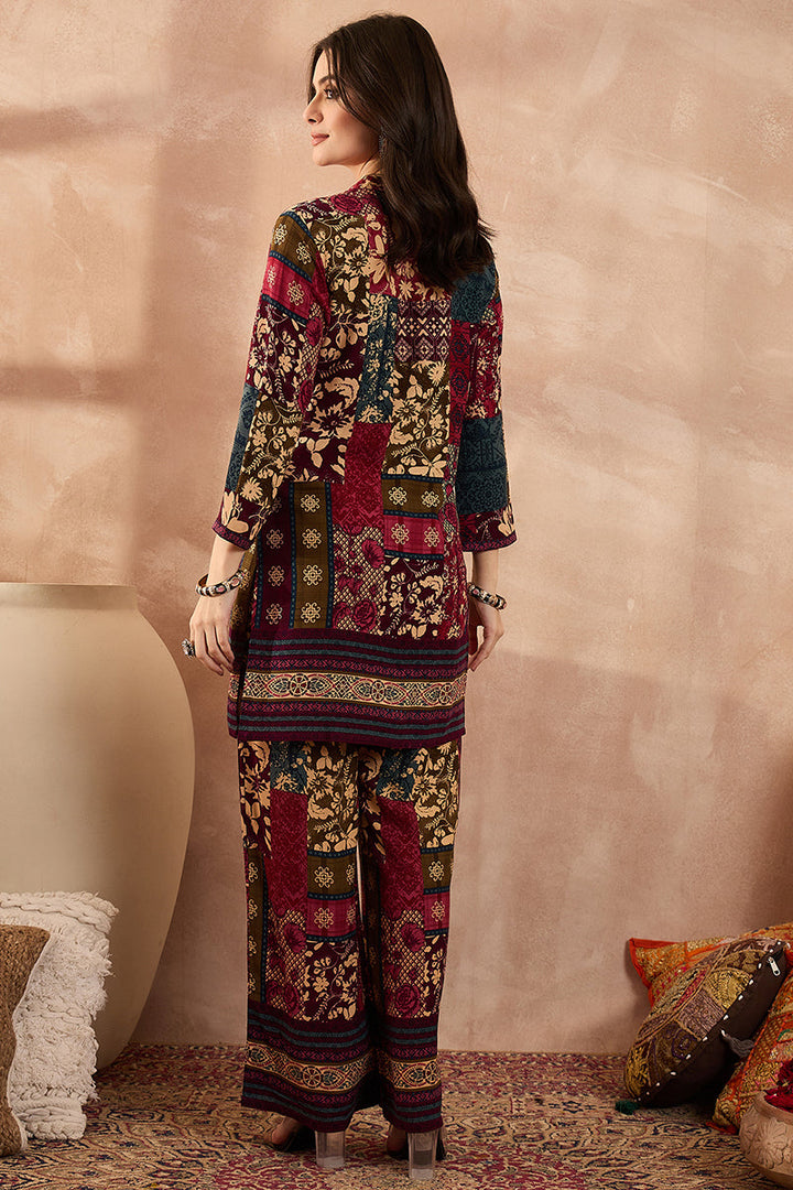 Multi Viscose Rayon Printed Straight Coord Sets | SHOBITAM
