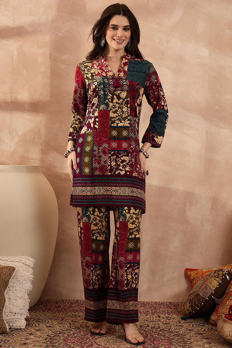 Multi Viscose Rayon Printed Straight Coord Sets | SHOBITAM