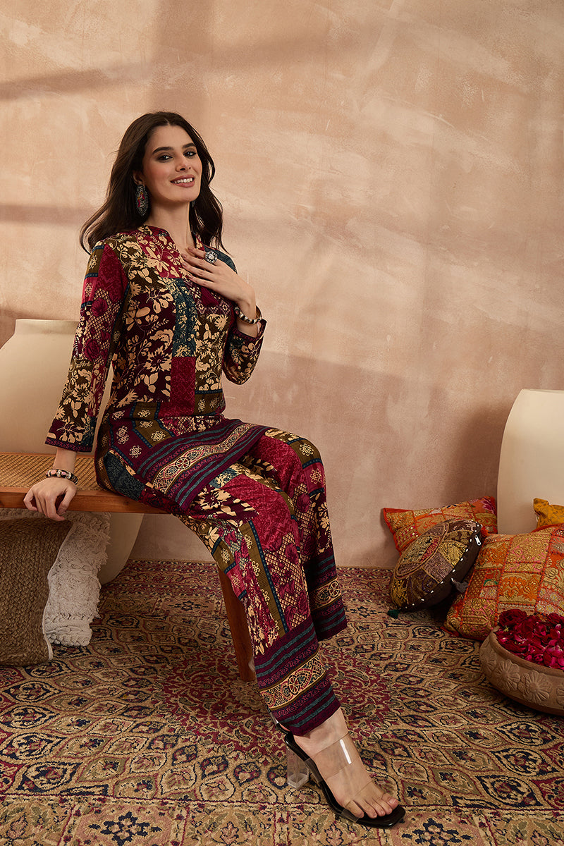 Multi Viscose Rayon Printed Straight Coord Sets | SHOBITAM