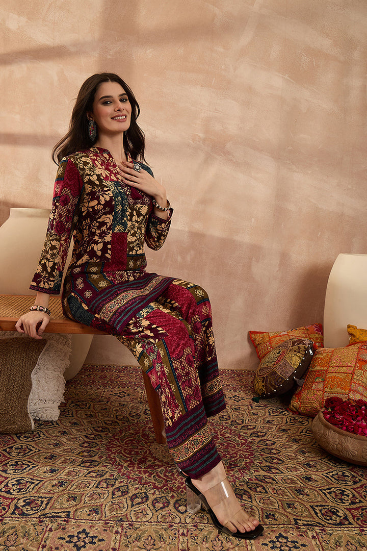 Multi Viscose Rayon Printed Straight Coord Sets | SHOBITAM