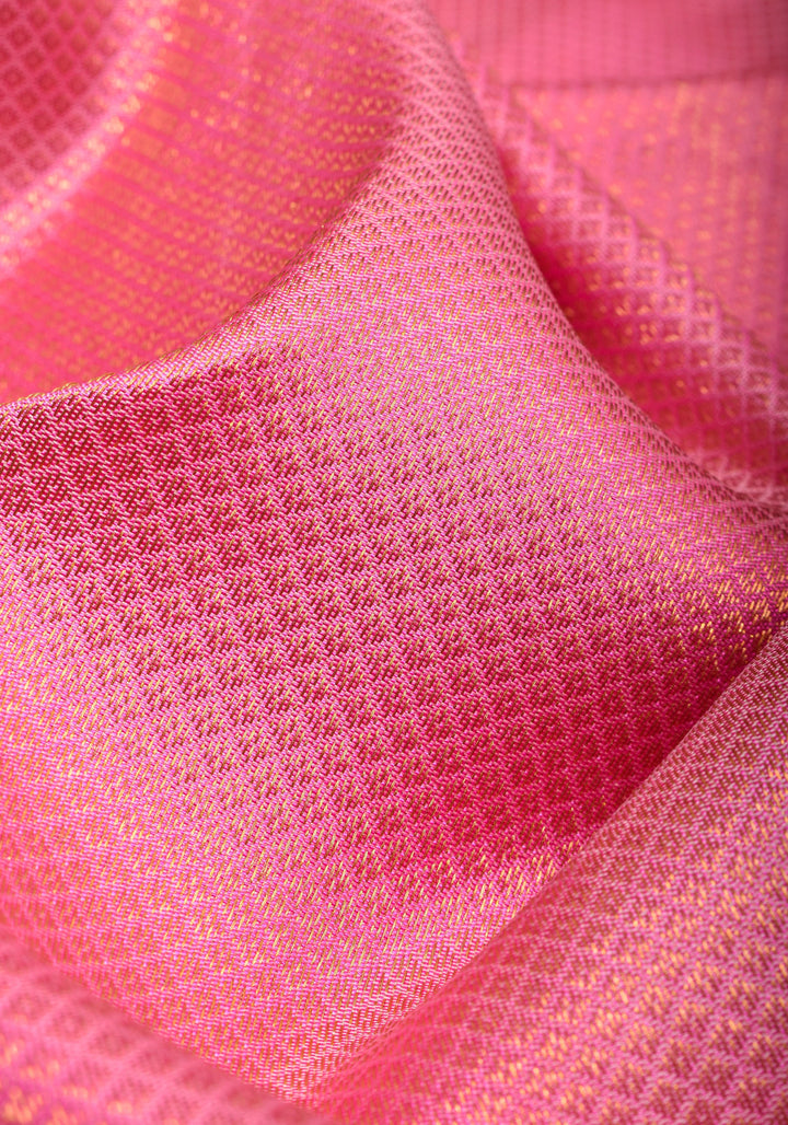 Lotus Pink Brocade Gadwal Silk Saree with 2 side Meenakari Borders | SILK MARK CERTIFIED