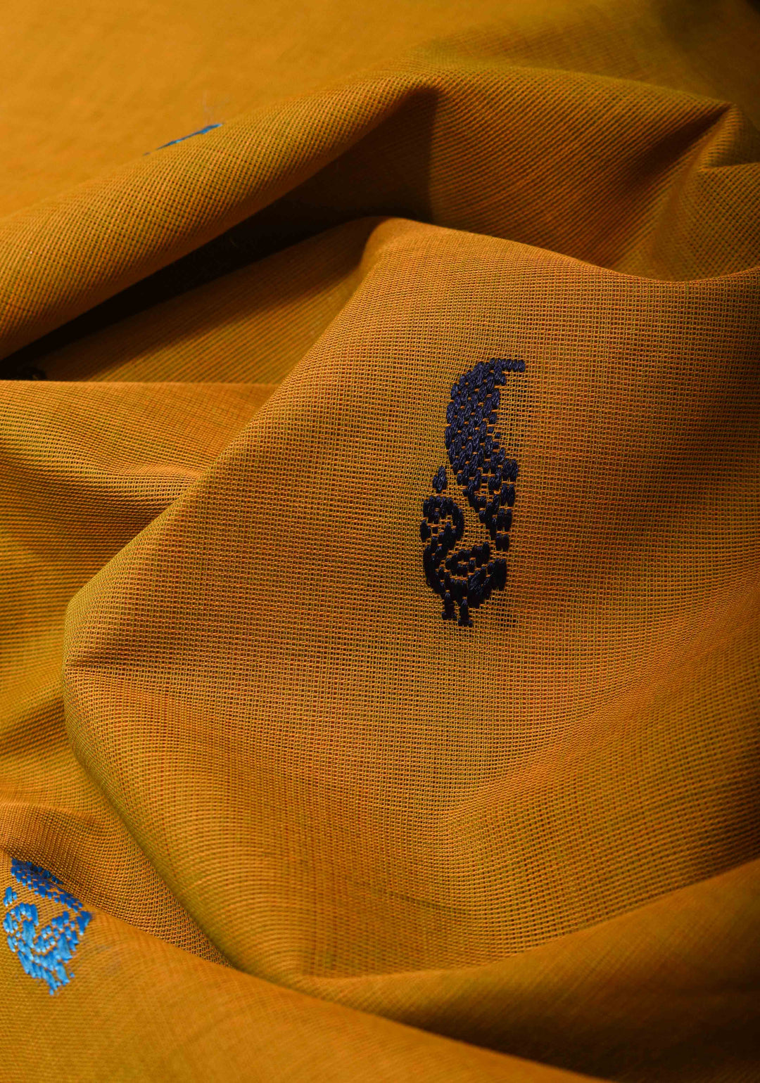 Kenaf Cotton Vegan Handloom Saree in Shades of Carrot Orange