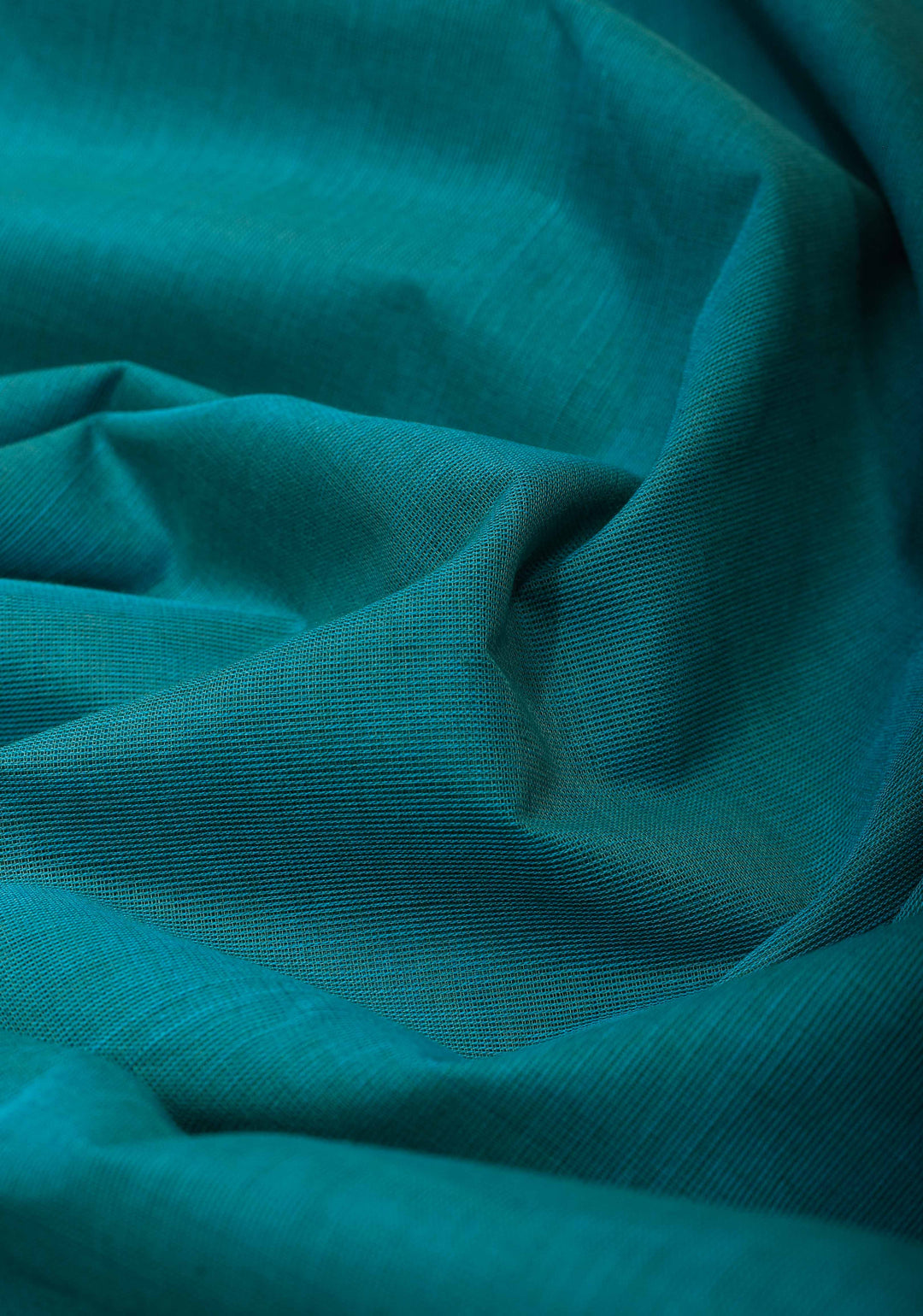 Kenaf Cotton Handloom Plain Saree with resham brocade blouse piece in Blue