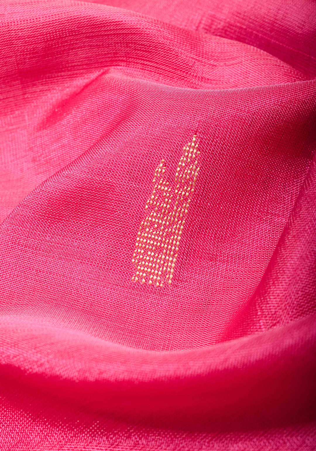Vegan Silk Handloom Saree in Amaranth Pink with Resham Buttas and Contrast Pallu, No Blouse piece