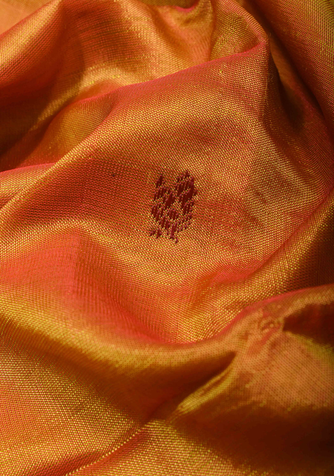 Vegan Silk Handloom Saree in Mustard Orange with Contrast Pallu, No Blouse Piece