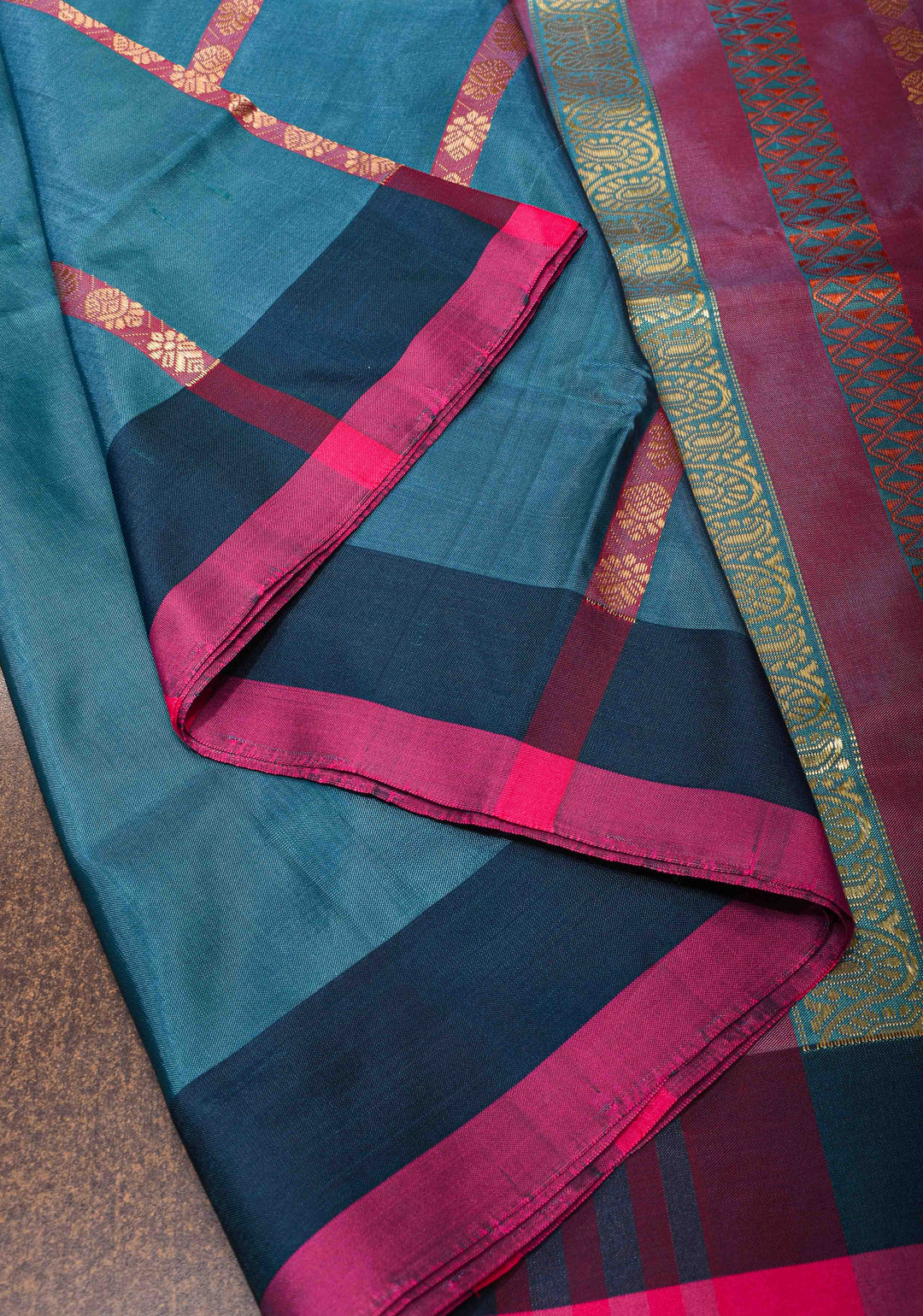 Vegan Silk Handloom Saree in Blue with Resham Buttas and Contrast Pallu , No Blouse piece