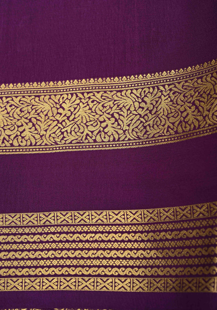 Dusty Pink Zari Buttas on Mysore Silk Saree with Podi-Kattam Zari Checks Panels and Contrast Zari Border | SILK MARK CERTIFIED