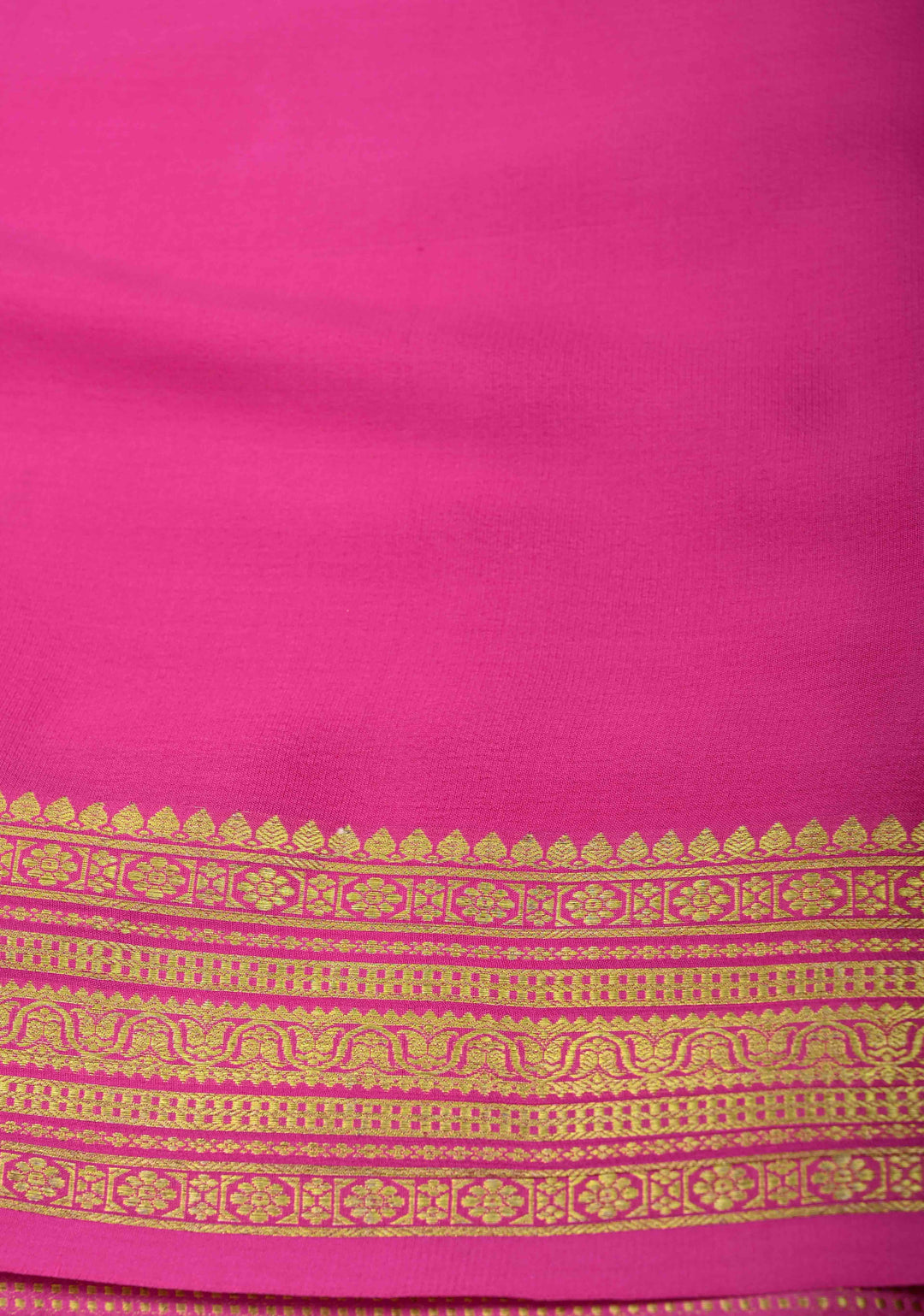 Ombre Shaded Mysore Silk Saree in Light Yellow-Light and Dark Pink with Zari Stripes and Zari Border | SILK MARK CERTIFIED