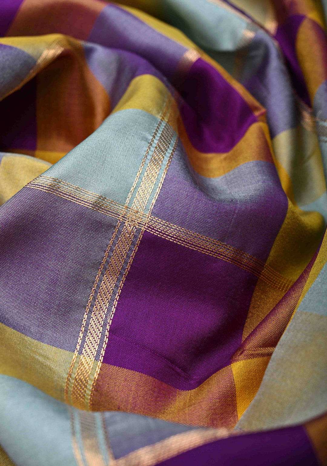 Pre Order - Exquisite Vidya Balan Checks Banarasi Silk Saree with Buttas and Kanjivaram Style Borders | SILK MARK CERTIFIED