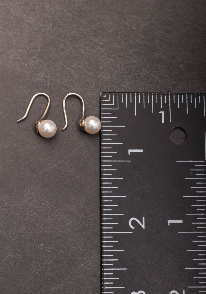 925 Silver with Single pearl Earrings set | Shobitam Jewelry