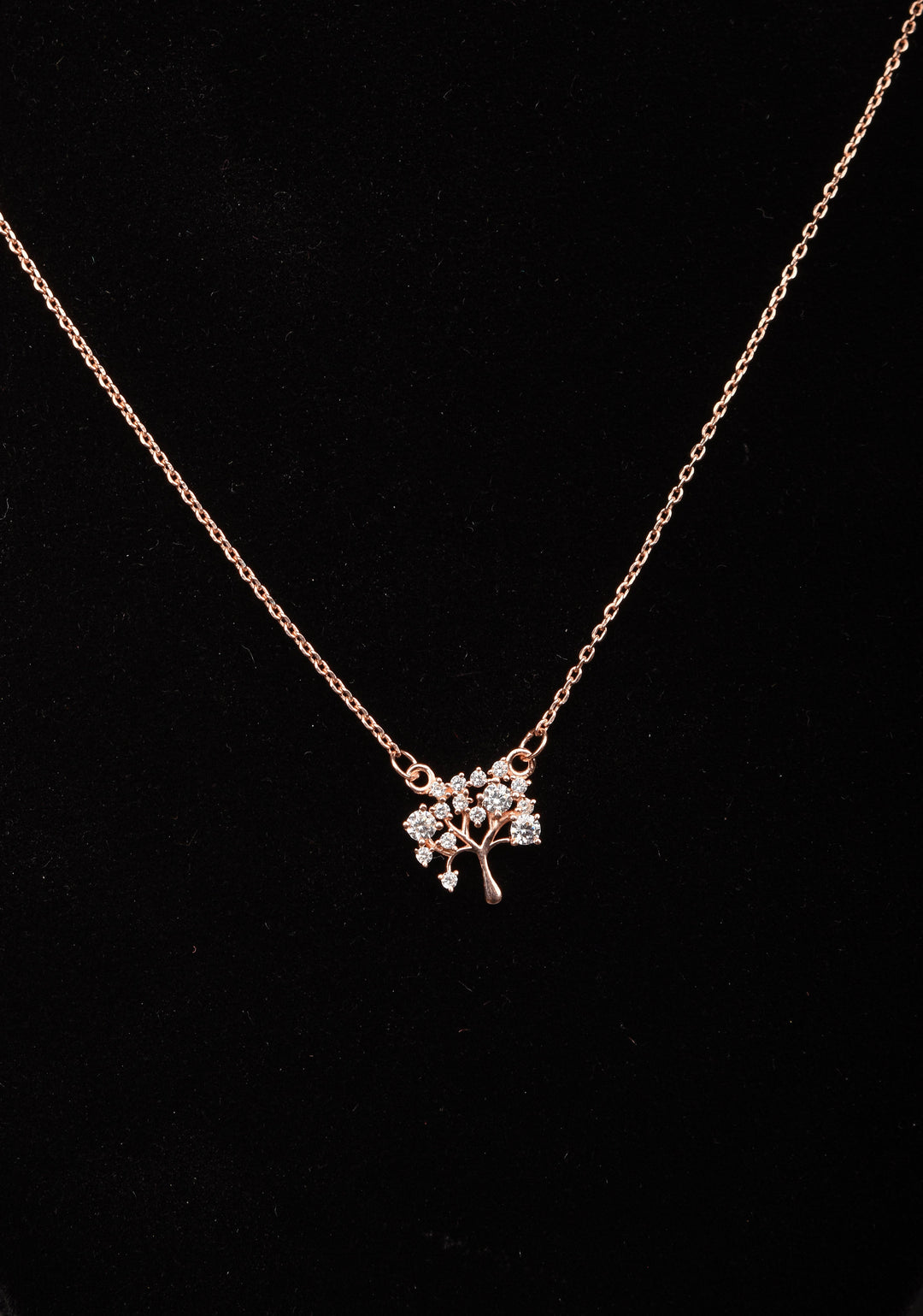 92.5 Silver Rose Gold Tree of Life Necklace with Earrings – A Symbol of Growth and Harmony