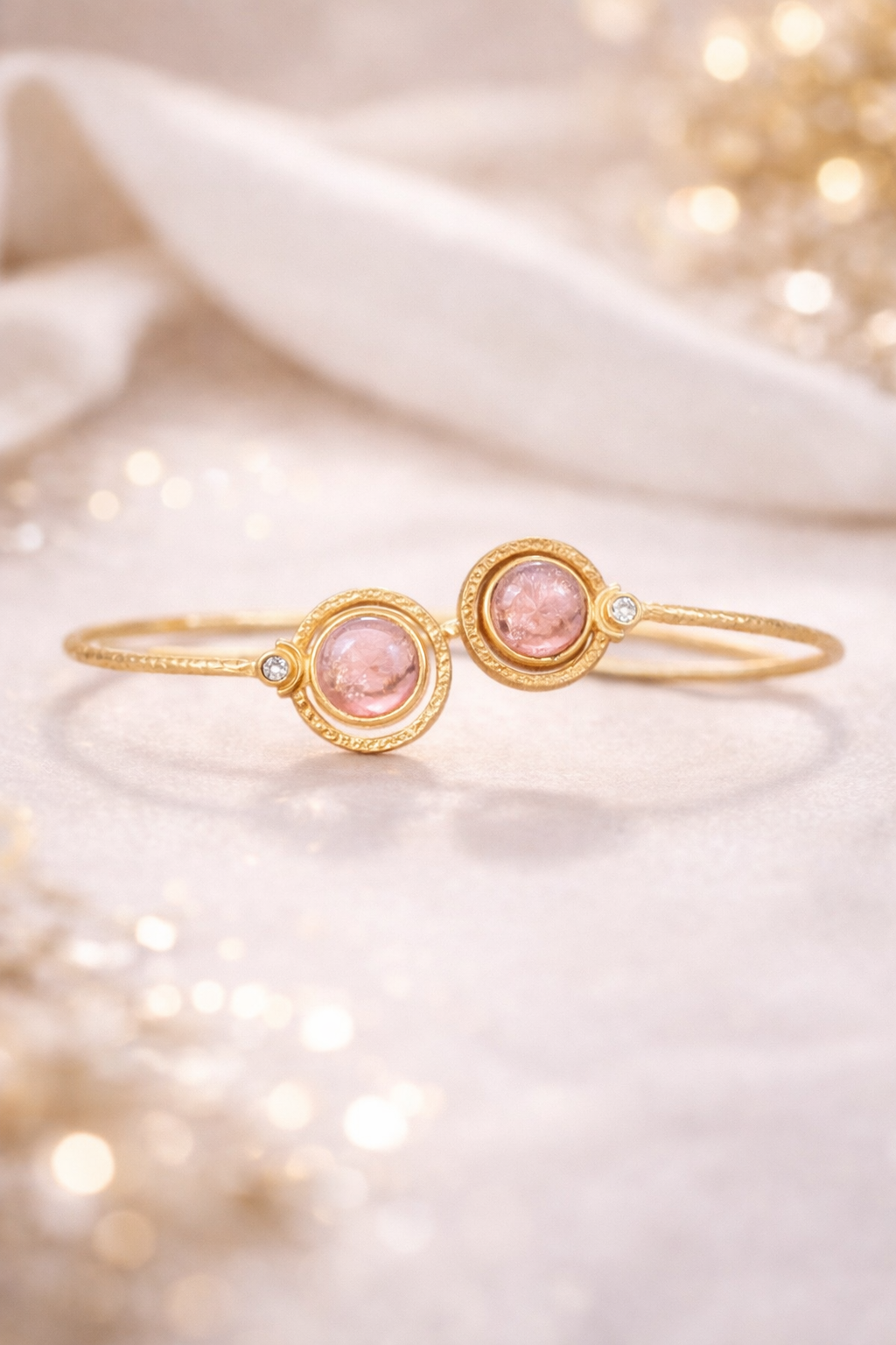Crystal Pink Rose Quartz Handcuff  | SHOBITAM