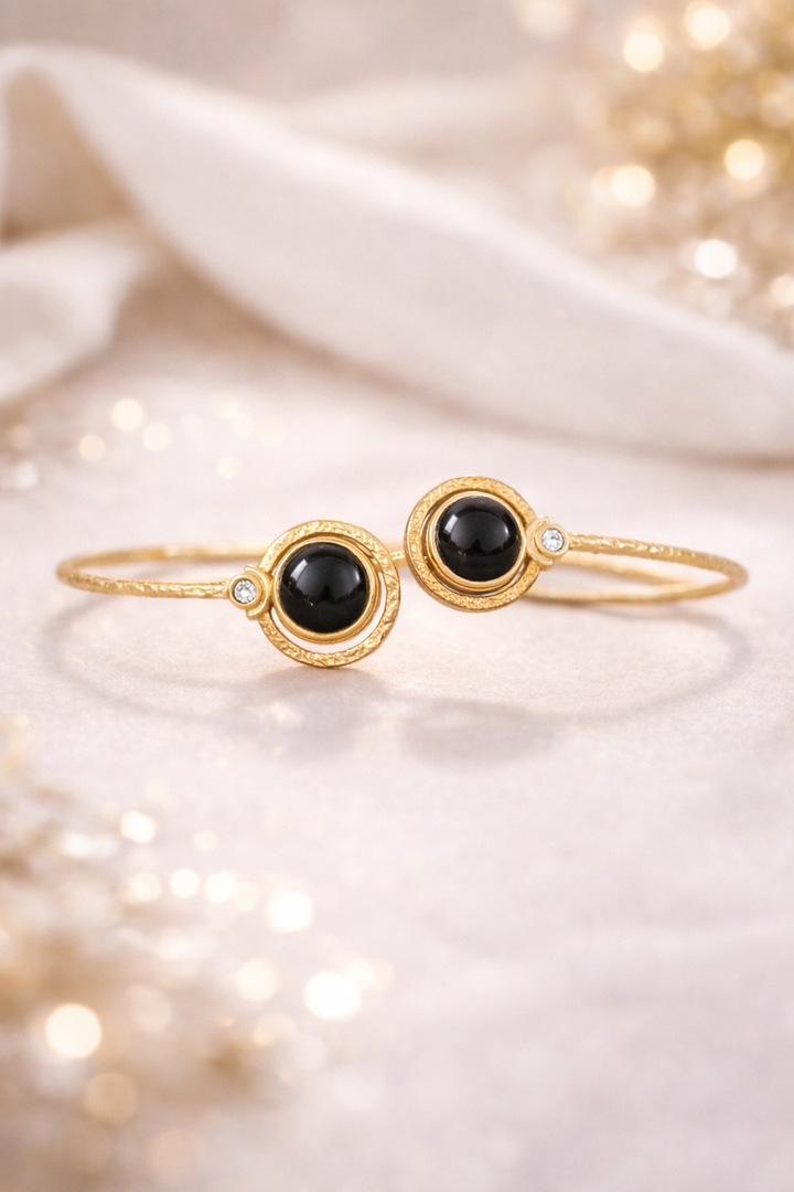 Black Gold Plated Minimalist Adjustable Cuff  | SHOBITAM