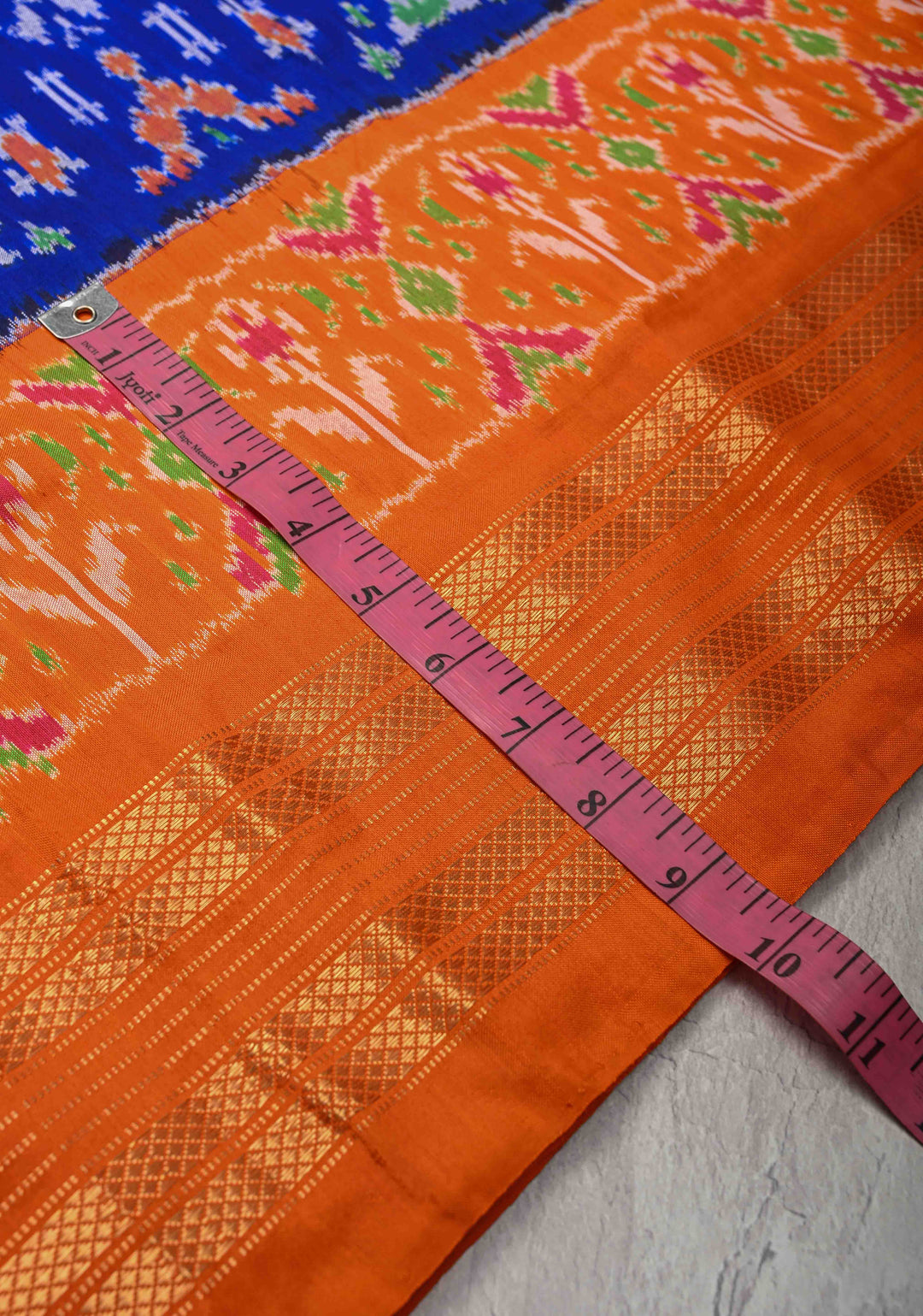 Cobalt Blue Pochampally Ikkat Pure Silk Saree with Brocade and Contrast Zari Border  | SILK MARK CERTIFIED