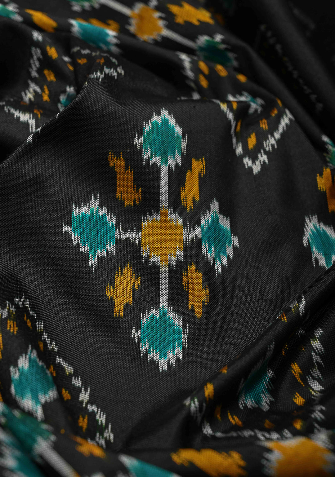 Black Pochampally Ikkat Pure Silk Saree with Brocade and Contrast Zari Border | SILK MARK CERTIFIED