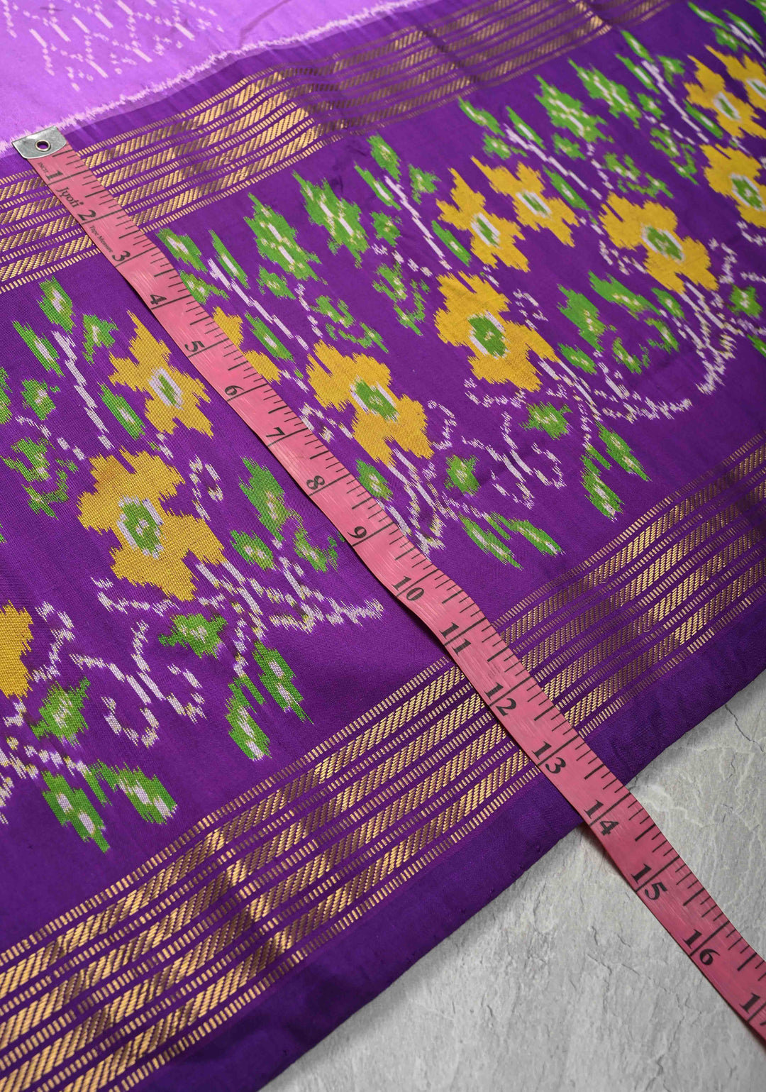 Lavender Pochampally Ikkat Pure Silk Saree with Ikkat Weave and Zari Border  | SILK MARK CERTIFIED