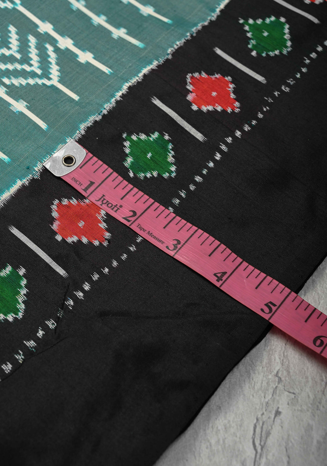 Sage Dual tone Pochampally Ikkat Pure Silk Saree with Contrast Black Border | SILK MARK CERTIFIED