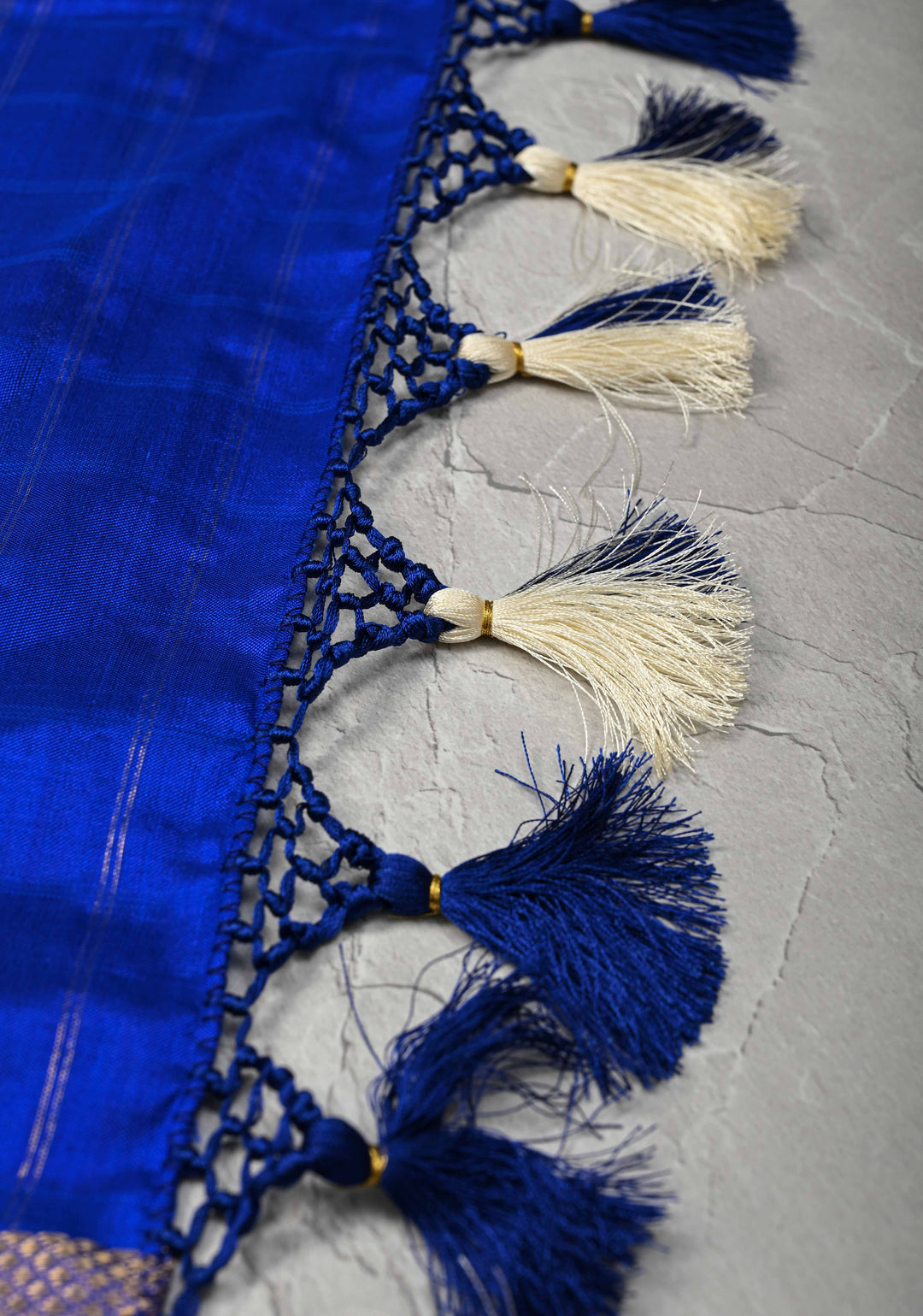 Off White  Ikkat Silk Saree with with Checks and Zari Panel on Multicolor Pallum Pazhamum Border | SILK MARK CERTIFIED