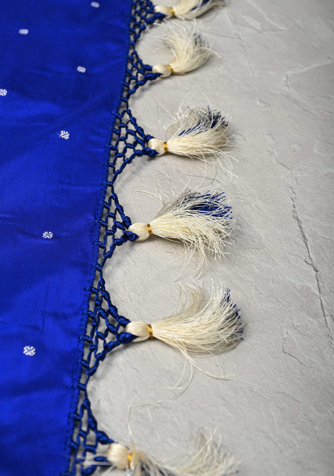 Blue and white Pochampally Ikkat Pure Silk Saree Geometric Brocade and Contrast Zari  Border | SILK MARK CERTIFIED