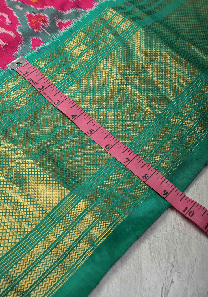 Pink Pochampally Ikkat Pure Silk Saree Patola Brocade and Contrast Zari  Border | SILK MARK CERTIFIED
