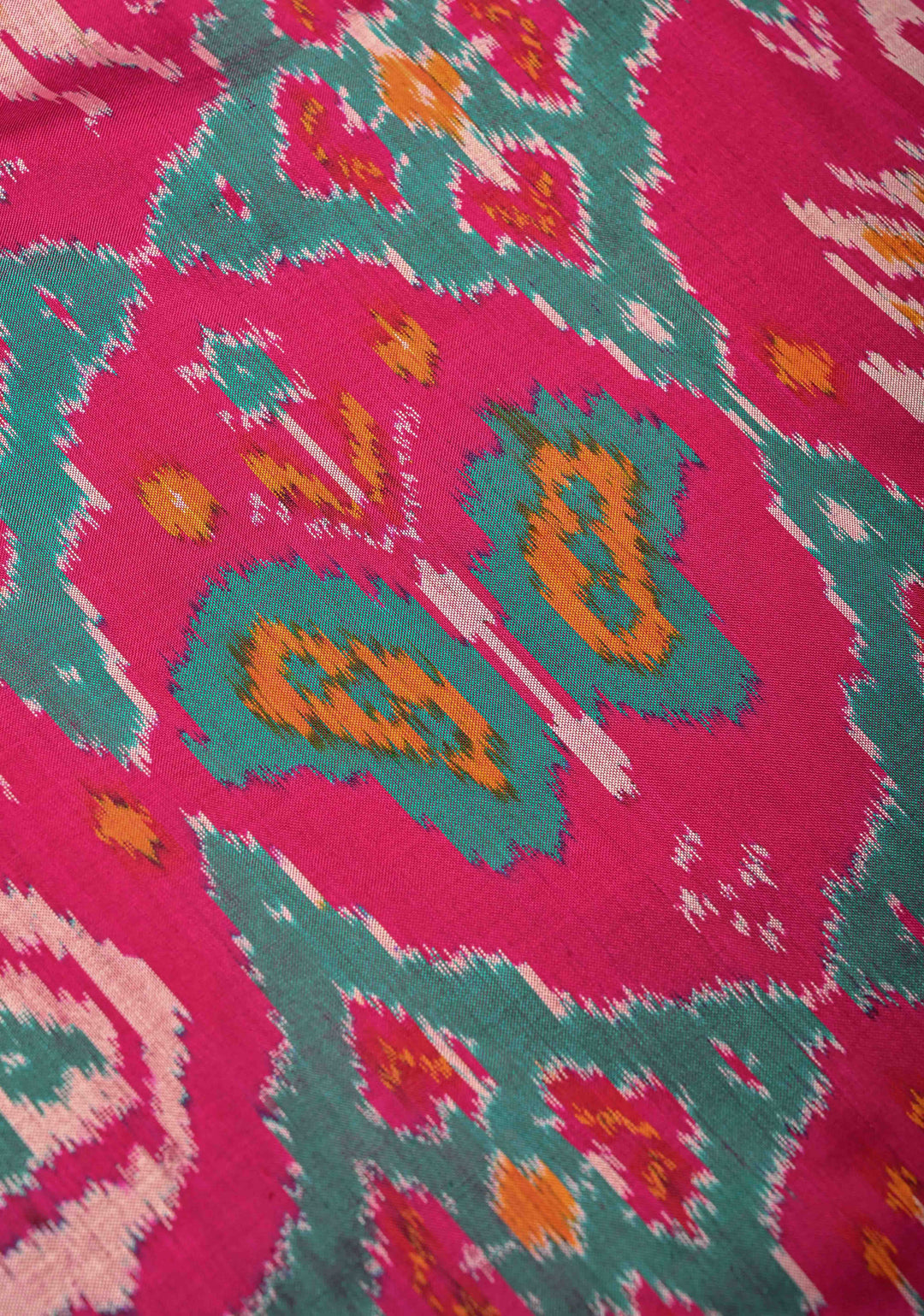 Pink Pochampally Ikkat Pure Silk Saree Patola Brocade and Contrast Zari  Border | SILK MARK CERTIFIED
