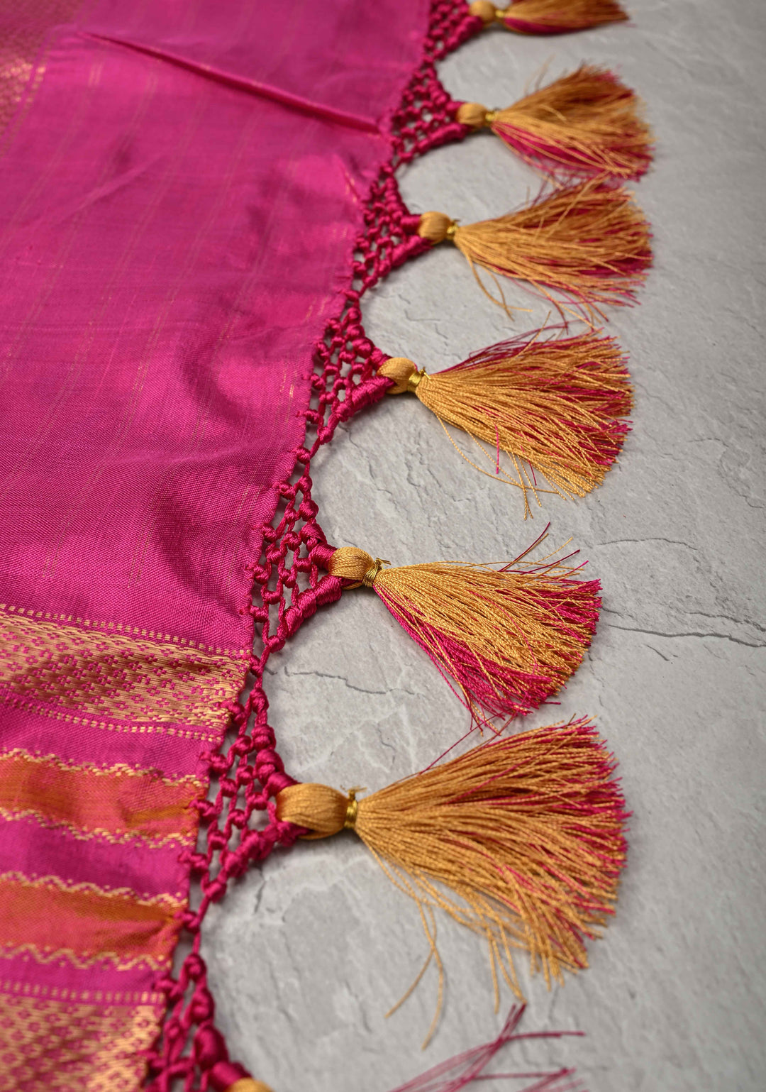 Fuchsia Pochampally Ikkat Pure Silk Saree with Brocade and Wide Zari Border  | SILK MARK CERTIFIED