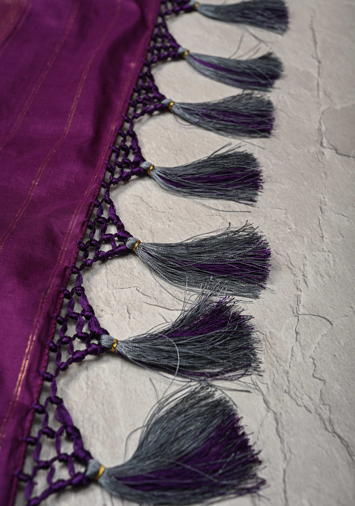 Gray Pochampally Ikkat Pure Silk Saree with Buttas and Zari Border  | SILK MARK CERTIFIED