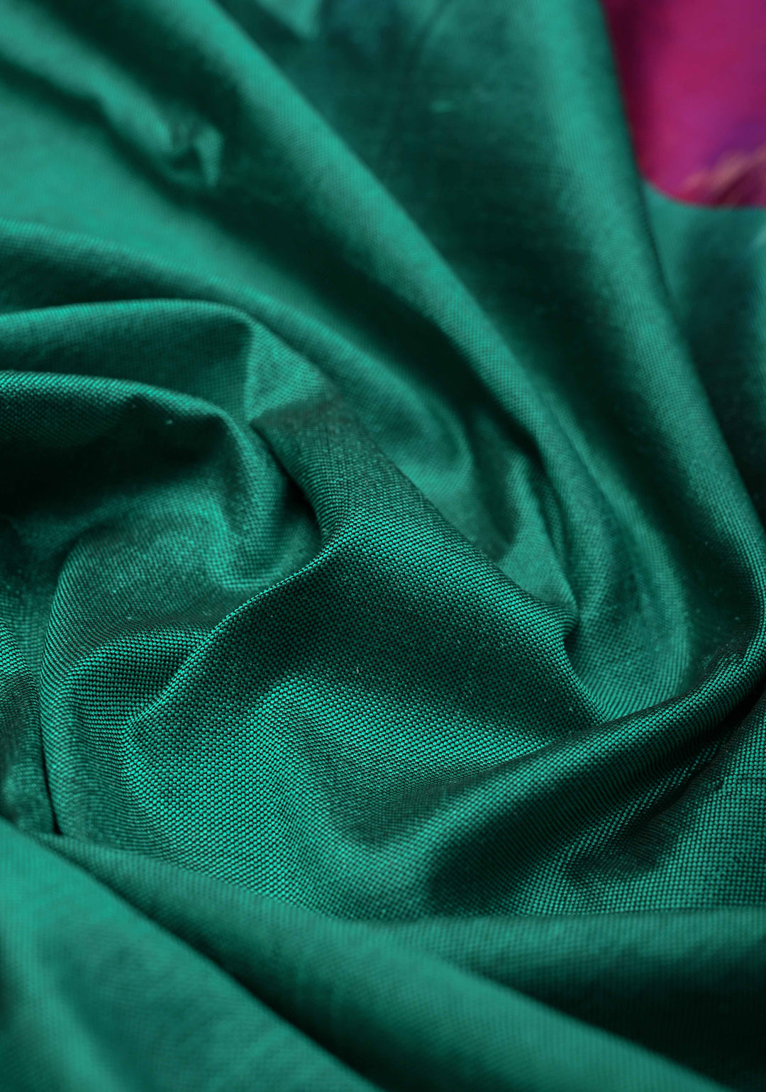 Rama Green Pochampally Ikkat Pure Silk Saree with Ganga Jamuna Panel Border | SILK MARK CERTIFIED