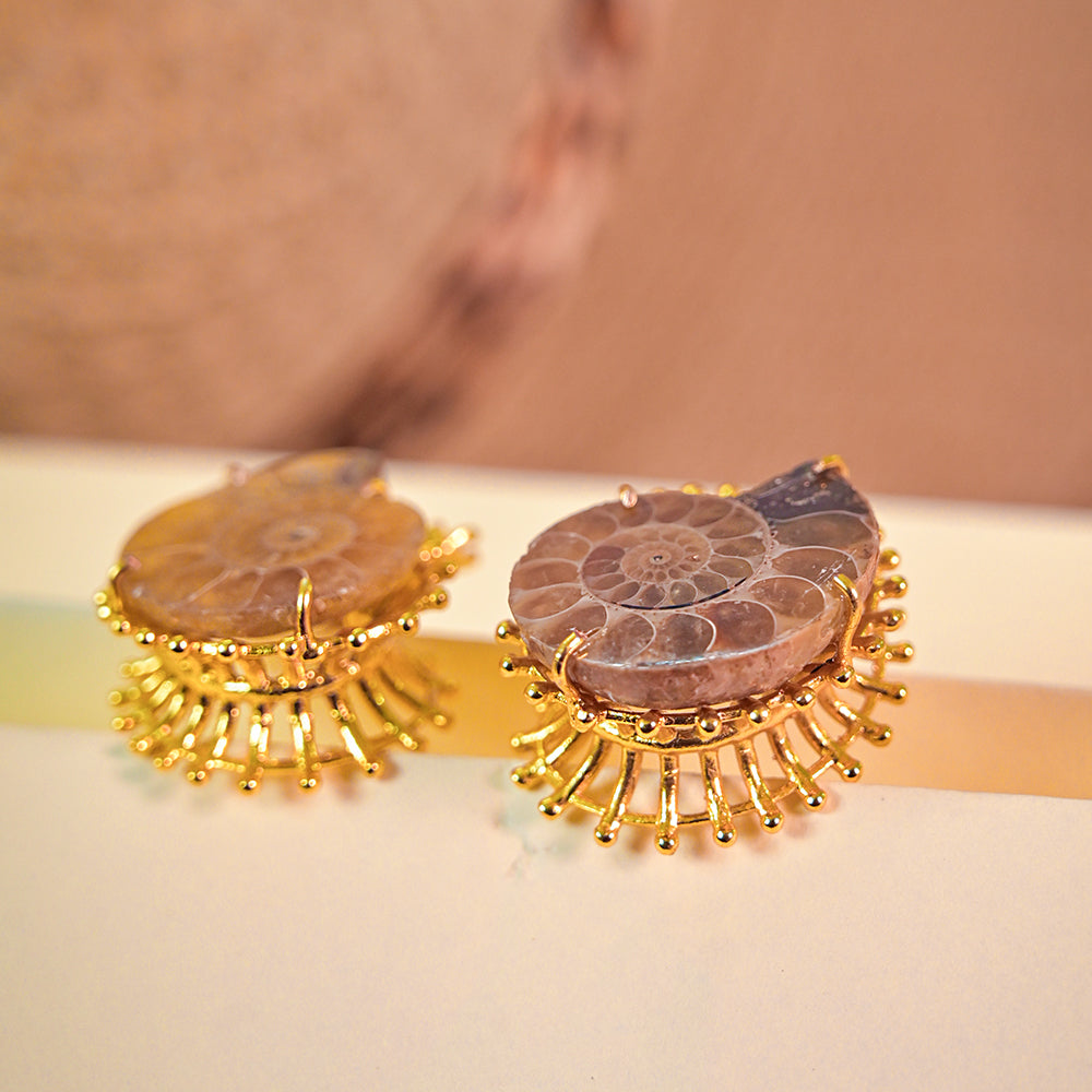 Natural Sea Shell Stone Statement Earrings | SHOBITAM