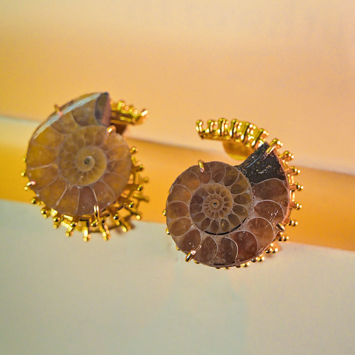 Natural Sea Shell Stone Statement Earrings | SHOBITAM