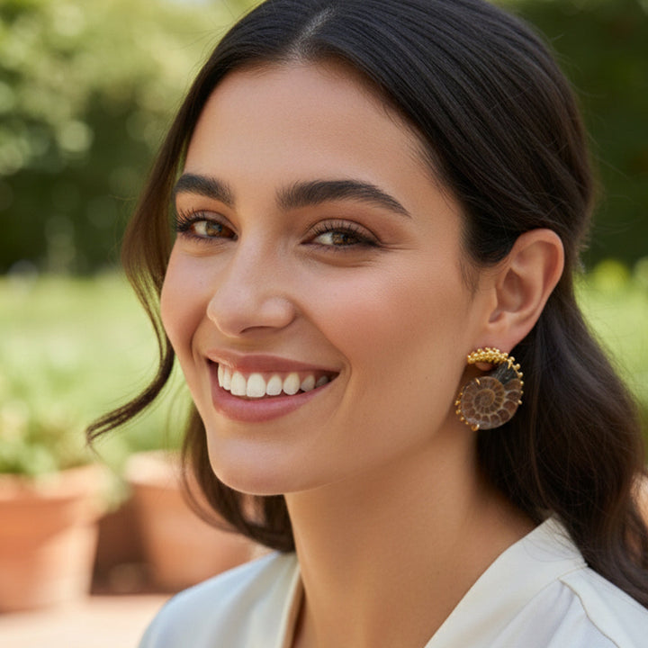 Natural Sea Shell Stone Statement Earrings | SHOBITAM