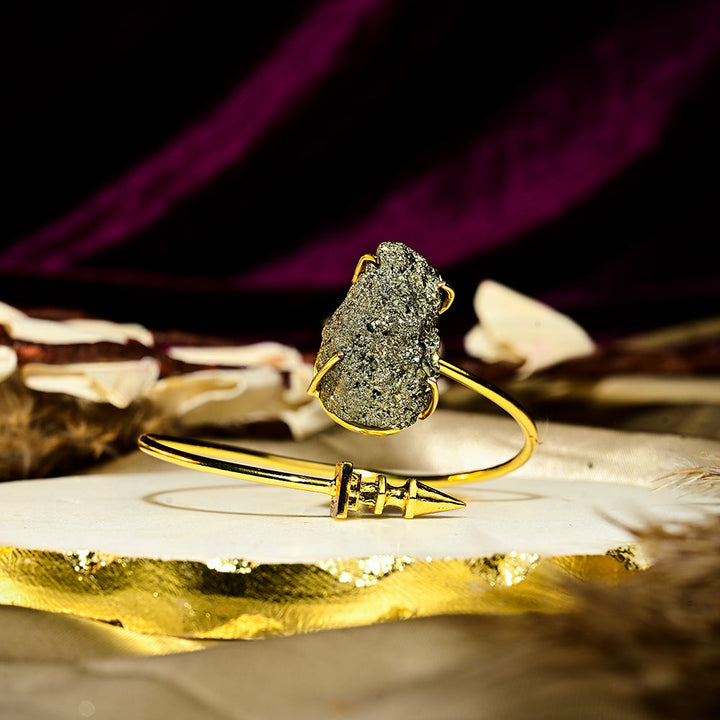 Gold Pyrite Adjustable Handcuff Bracelet | SHOBITAM