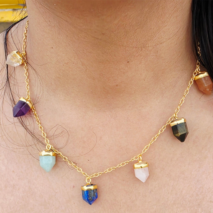Blue Crystal Pendant Necklace Earrings Set  | SHOBITAM