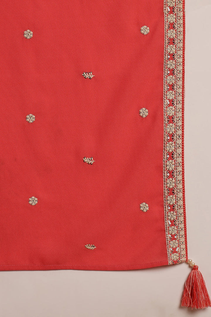 Pink Georgette Embroidered Thread Work Flared Kurta Set | SHOBITAM