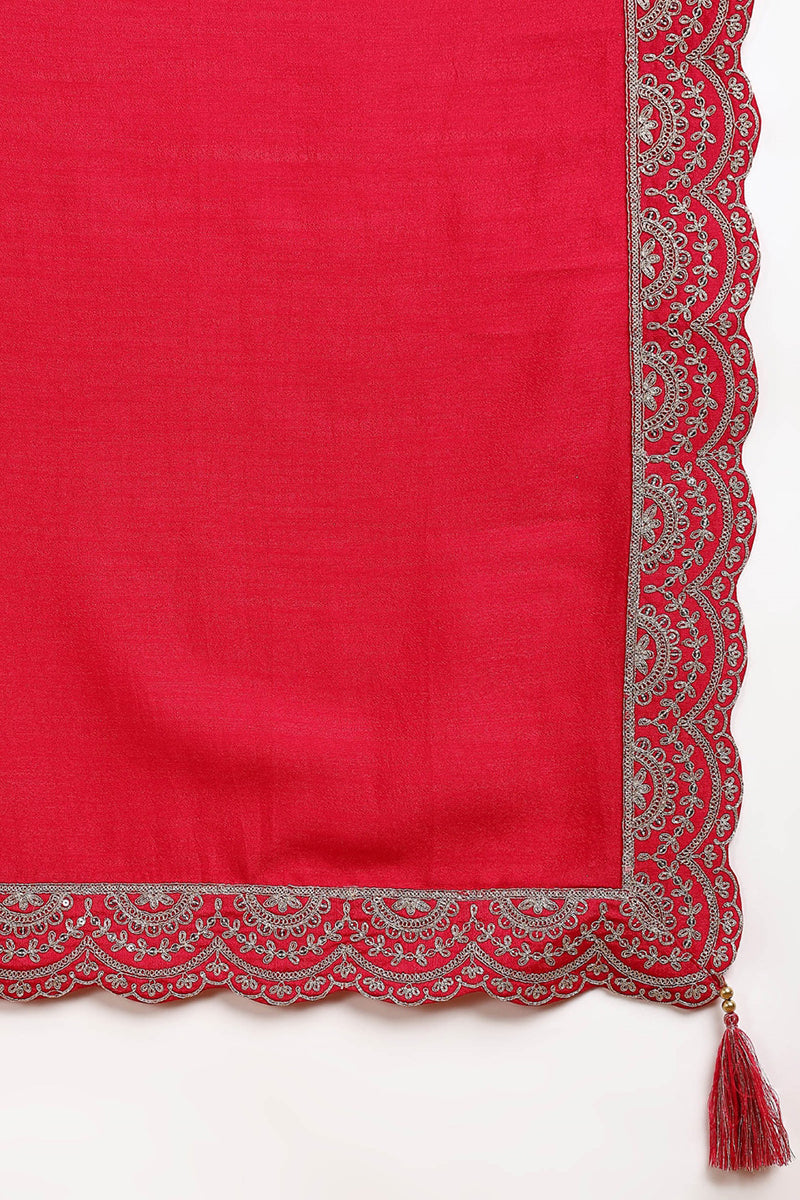 Pink Silk Blend Solid Embroidered Anarkali Kurta Set | SHOBITAM