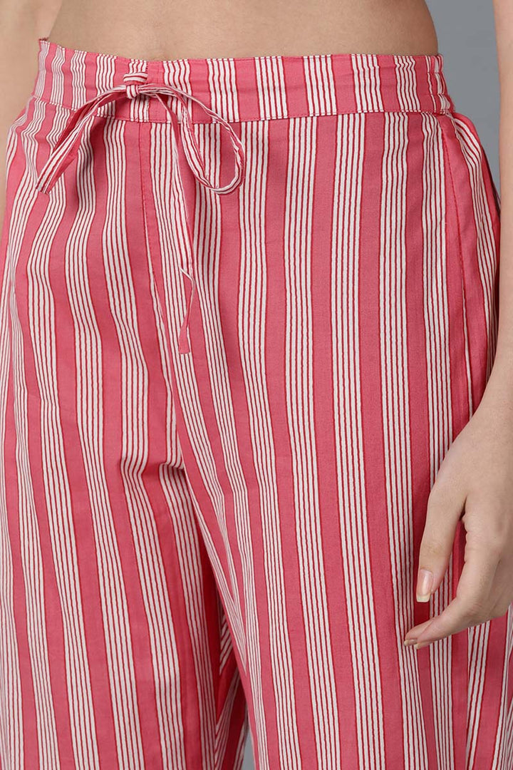 Pink Cotton Printed Kurta Trouser With Dupatta | SHOBITAM