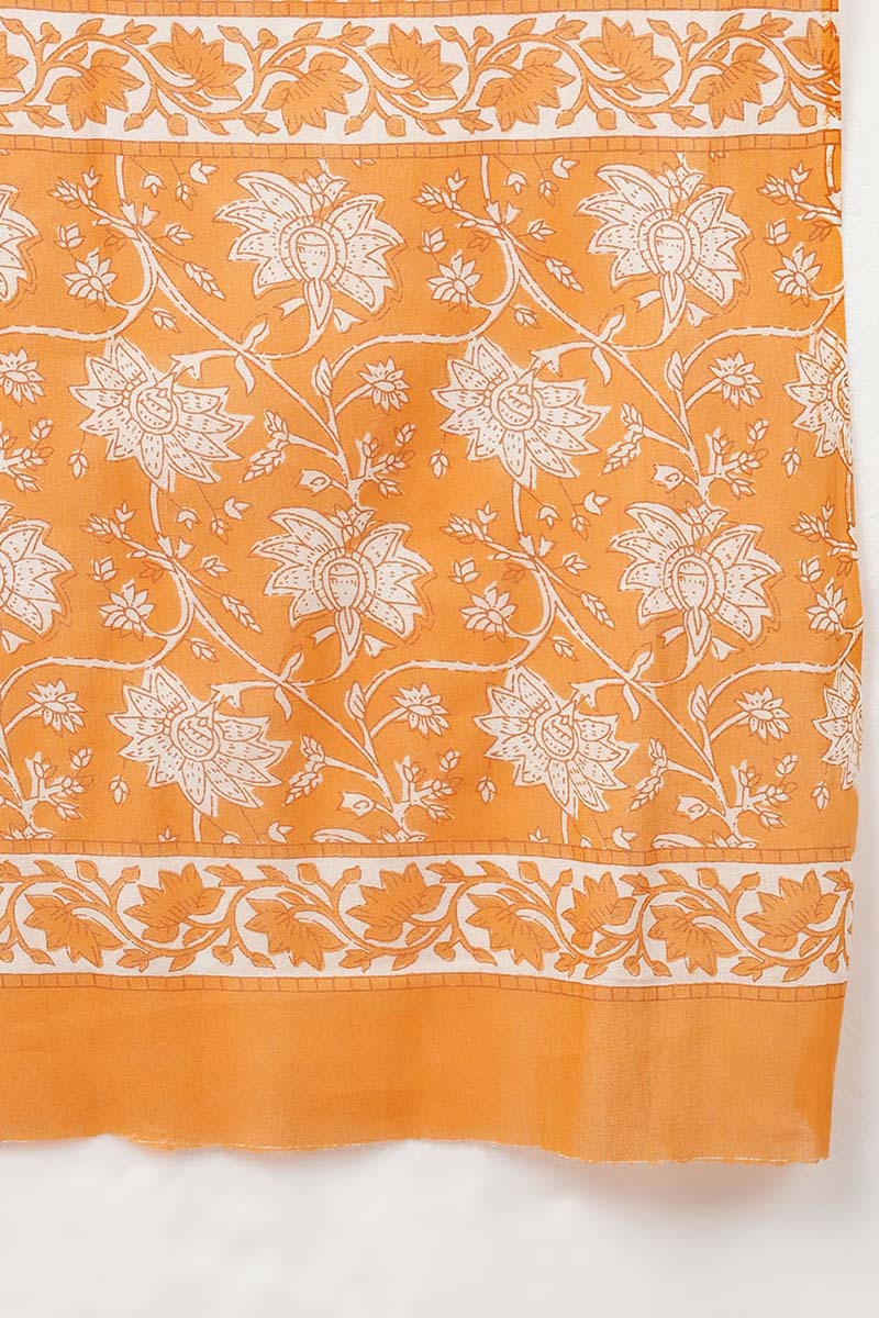 Orange Cotton Straight Kurta Sharara With Dupatta  | SHOBITAM