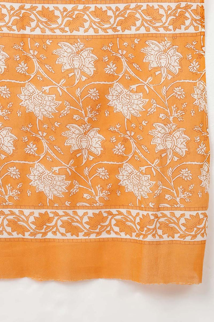 Orange Cotton Straight Kurta Sharara With Dupatta  | SHOBITAM