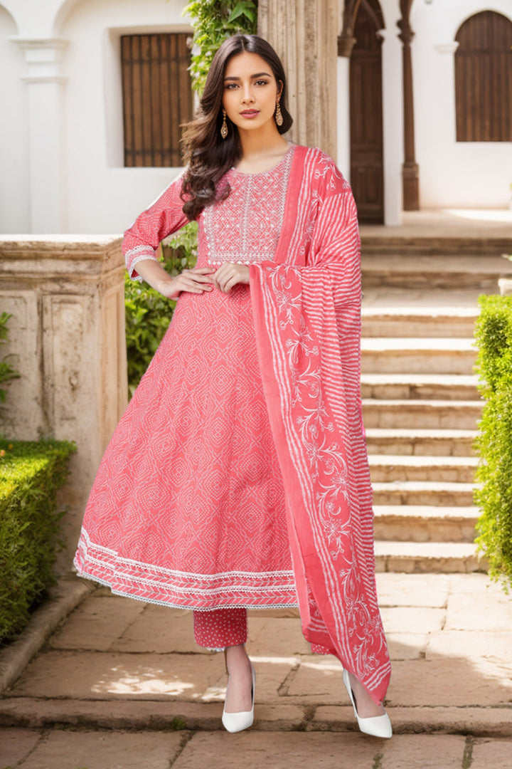 Peach Rayon Blend Kurta Trousers With Dupatta | SHOBITAM