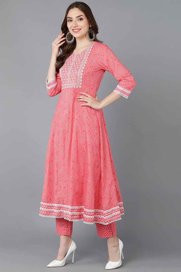 Peach Rayon Blend Kurta Trousers With Dupatta | SHOBITAM