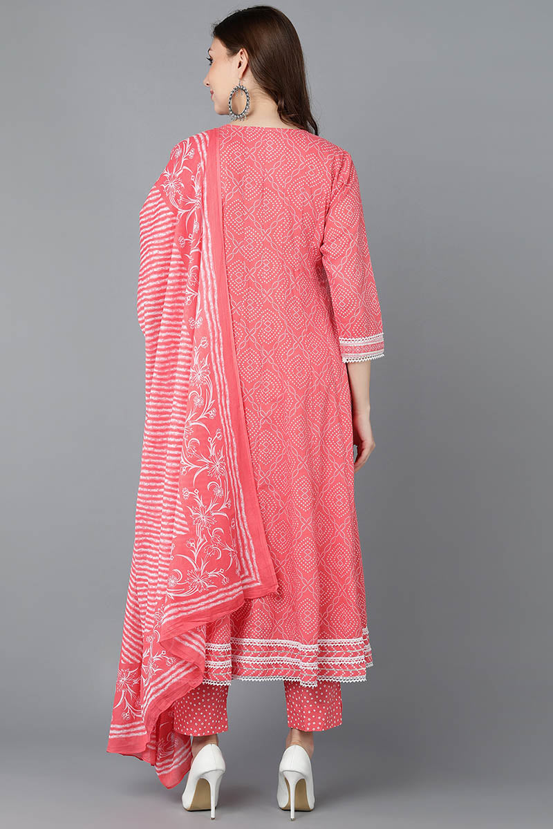 Peach Rayon Blend Kurta Trousers With Dupatta | SHOBITAM