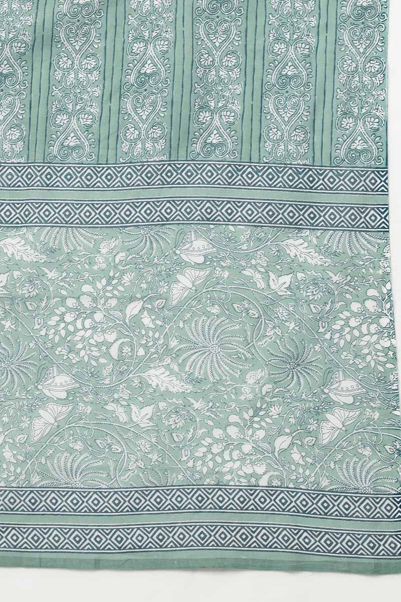 Green Pure Cotton Suit Set  | SHOBITAM