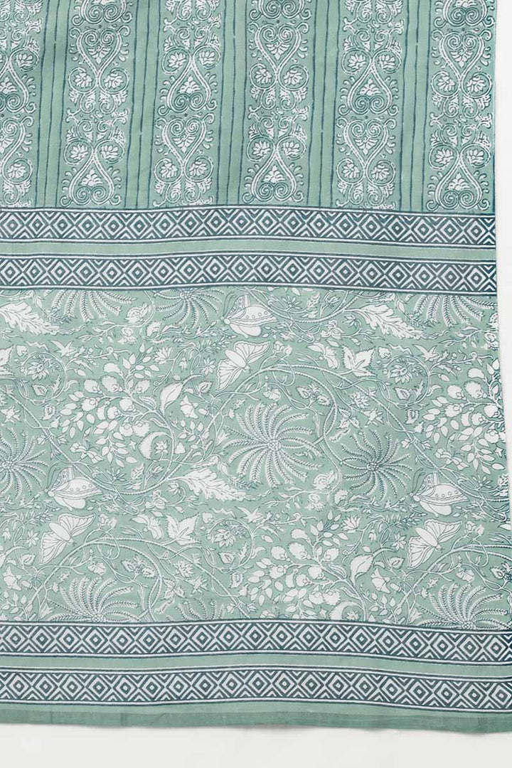 Green Pure Cotton Suit Set  | SHOBITAM