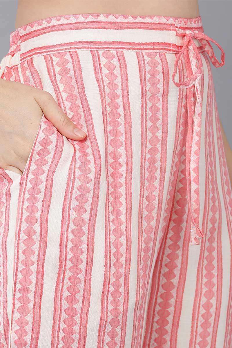 Peach Cotton Blend Straight Suit Set   | SHOBITAM