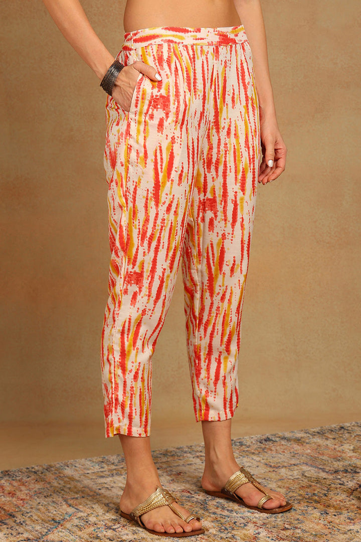 Orange Cotton Straight Kurta Pant With Dupatta  | SHOBITAM