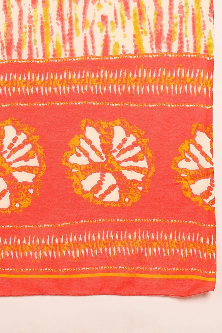 Orange Cotton Straight Kurta Pant With Dupatta  | SHOBITAM
